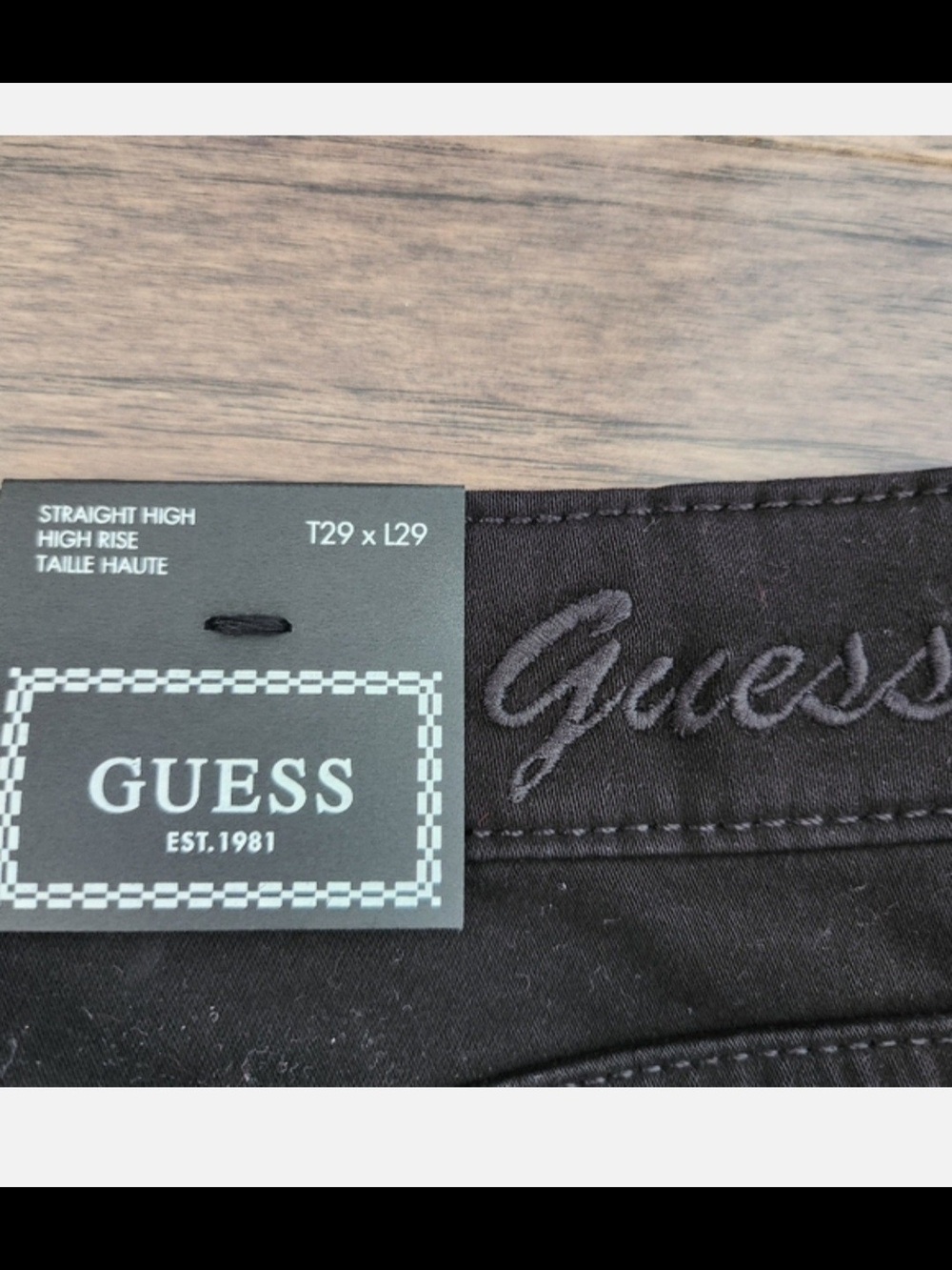 GUESS Straight High Rise Jeans in Black